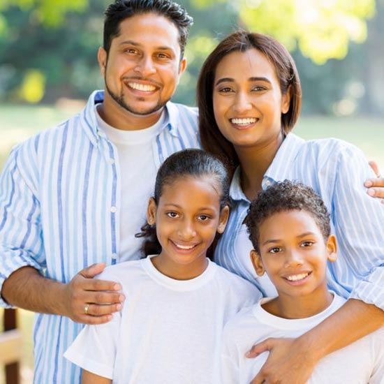 Family of four in the park