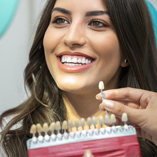woman with beautiful smile teeth whitening